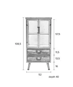 Drawer Vitrines Vitrine Vintage Effet Bois Et Métal -Vaisseliers Soldes Magasin vitrine vintage effet bois et metal 5